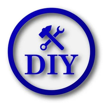DIY icon. Blue internet button on white background.. Ilustración de archivo