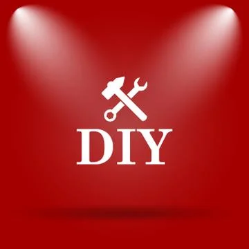 DIY icon. Flat icon on red background.. Ilustración de archivo