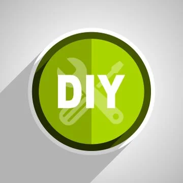 Diy icon, green circle flat design internet button, web and mobile app illust Stock Illustration