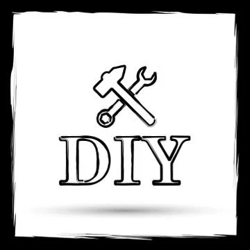 DIY icon. Internet button on white background. Outline design imitating paint Ilustración de archivo