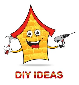 Diy Ideas Indicates Do It Yourself And Renovation Illustrazione stock