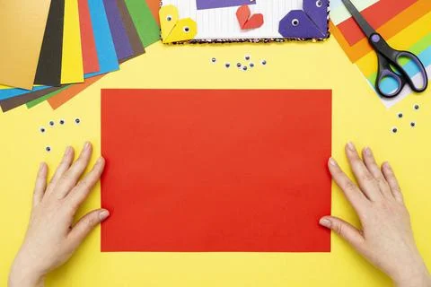 DIY instruction. Step by step guide. The process of making a bookmark for a b Stock Photos