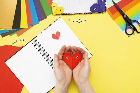 DIY instruction. Step by step guide. The process of making a bookmark for a b Stock Photos