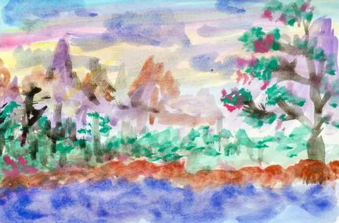 DIY, learning to draw, hobbies. Paint a picture on paper. Step 17: finished d Stock Illustration