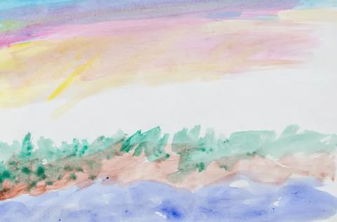 DIY, learning to draw, hobbies. Paint a picture on paper. Step 6: Finished dr Stock Photos