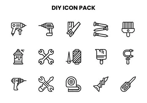 Diy Line Icons Pack Stock Illustration