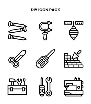 Diy Line Icons Pack Stockillustratie