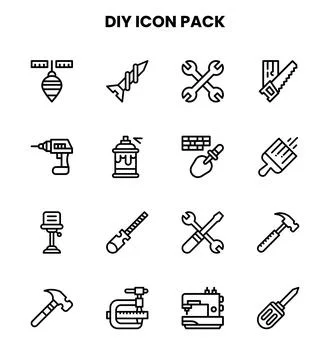 Diy Line Scalable Icons Pack Stock Illustration