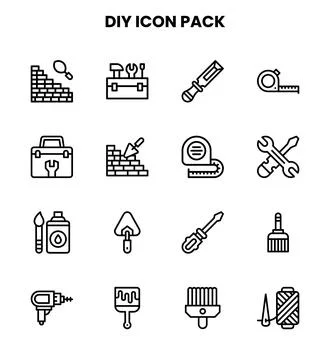 Diy Line UI Icons Pack 스톡 일러스트