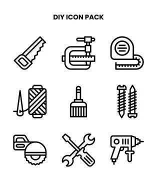 Diy Line Vector Icons Pack 스톡 일러스트