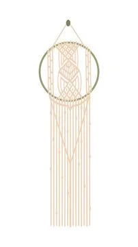 Diy macrame wall hanging. Boho knitting decoration, made of cotton cord. Flat Illustrazione stock