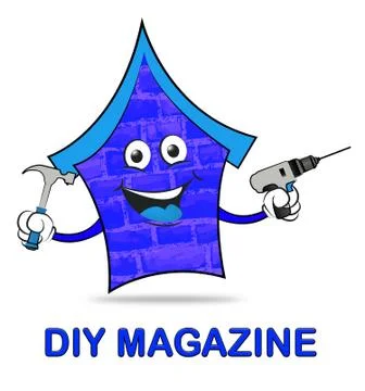 Diy Magazine Indicates Do It Yourself And Building Illustrazione stock