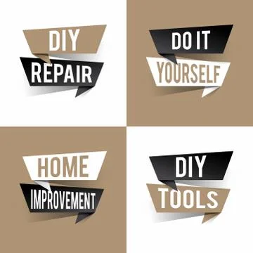 DIY. Modern design do it yourself concept text on speech bubbles. Vector illu Stock Illustration
