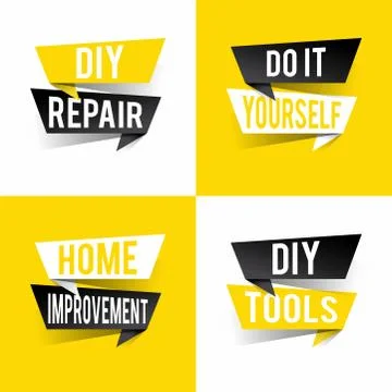 DIY. Modern design do it yourself concept text on speech bubbles. Vector illu Stock Illustration