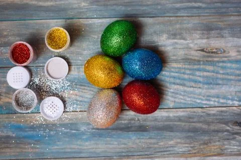 DIY project and new creative idea how to color Easter eggs Stock Photos