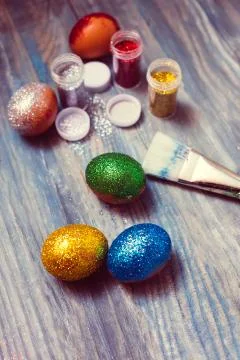 DIY project and new creative idea how to color Easter eggs Stock Photos