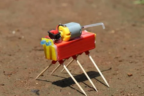 DIY robot that was made using 3d printed parts and simple electronics Stock Photos