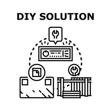 Diy solution concept with crafting materials and tools イラスト素材