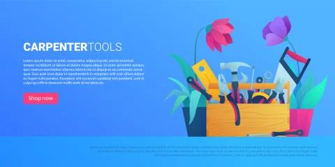 DIY store web banner with carpenter tools Stock Illustration