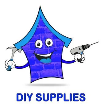 Diy Supplies Represents Do It Yourself Renovation Illustrazione stock
