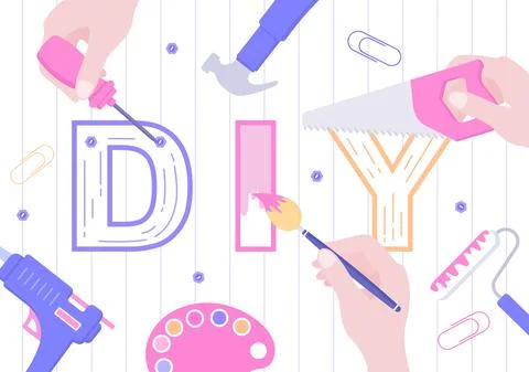 DIY Tools Do It Yourself Background Illustration For Home Renovation and Crea Illustrazione stock