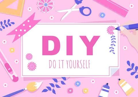 DIY Tools Do It Yourself Background Illustration For Home Renovation and Crea Illustrazione stock