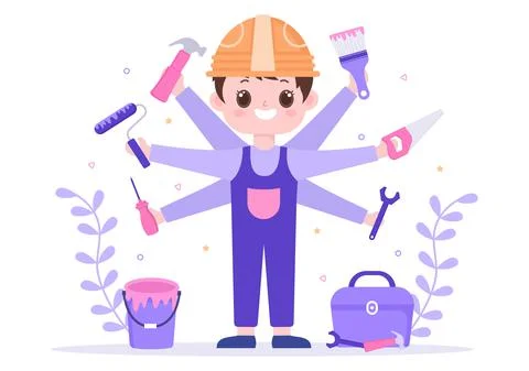 DIY Tools Do It Yourself Background Illustration For Home Renovation and Crea Illustrazione stock