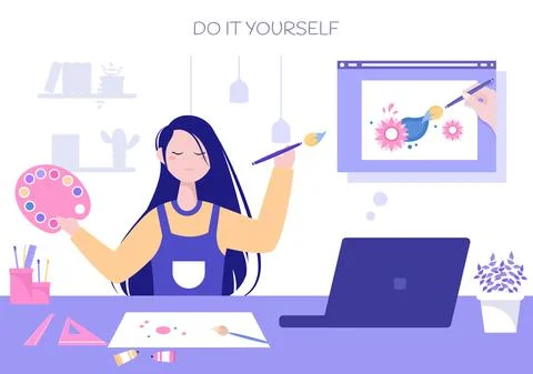 DIY Tools Do It Yourself Background Illustration For Home Renovation and Crea Illustrazione stock