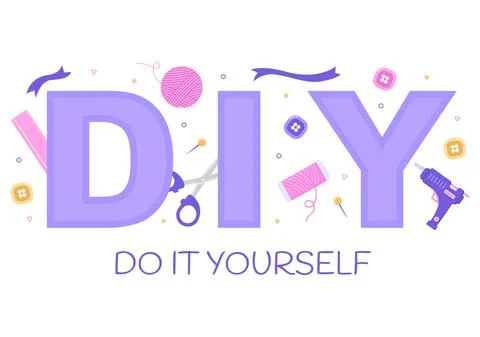 DIY Tools Do It Yourself Background Illustration For Home Renovation and Crea Illustrazione stock