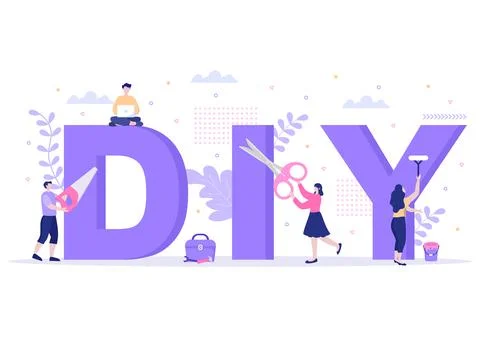 DIY Tools Do It Yourself Background Illustration For Home Renovation and Crea Illustrazione stock