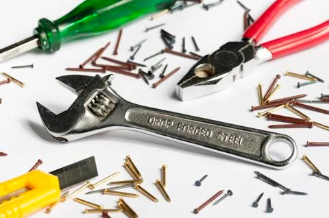 Diy tools on isolated white Stock Photos