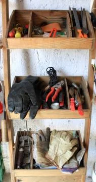 DIY tools in shelves Stock Photos