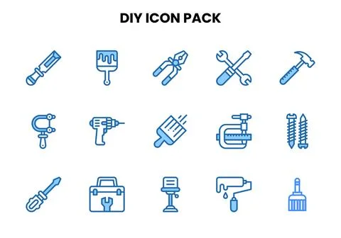 Diy Two Colour Collection Icons Pack Stock Illustration