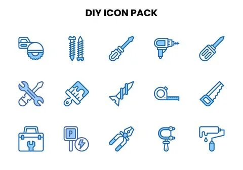 Diy Two Colour Design Icons Pack Illustrazione stock