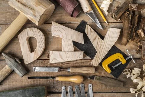 Diy word tools assortment Resolution and high quality beautiful photo Stock Photos