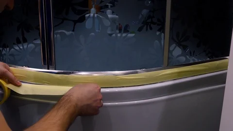Diy work on bathroom Stock Footage 130144376