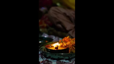 Diya Burning With Blury Black Background Видео 316968525