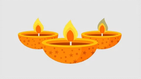 Diya Fire Light Animation Alpha Background Stock Footage 218168504
