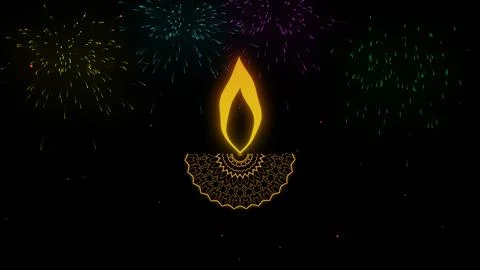 Diya Icon on Firework Display 스톡 일러스트