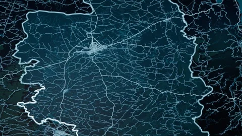 Diyarbakir Turkey Glowing Digital Map Animation 4K Video stock 337679729