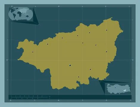 Diyarbakir, Turkiye. Solid color shape. Locations of major cities of the regi イラスト素材
