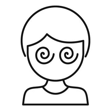 Dizziness brain icon outline vector. Sick expression Stock Illustration