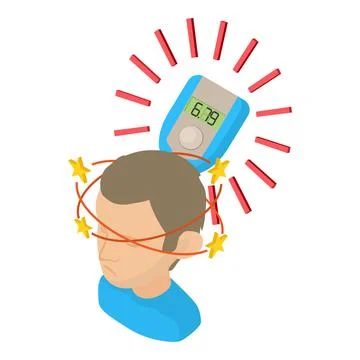 Dizziness icon isometric vector. Young man with vertigo and medical device icon Stock Illustration