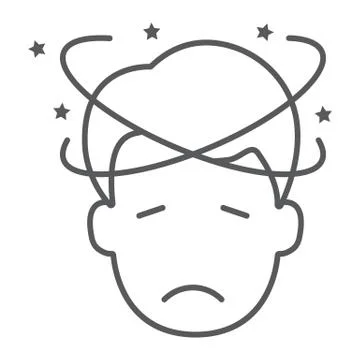 Dizziness thin line icon, stress and human, confused man sign, vector graphics Stock Illustration