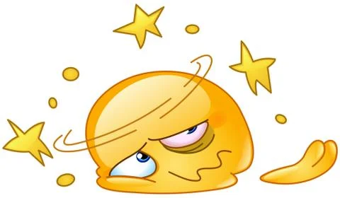 Dizzy and squashed emoticon Stock Illustration