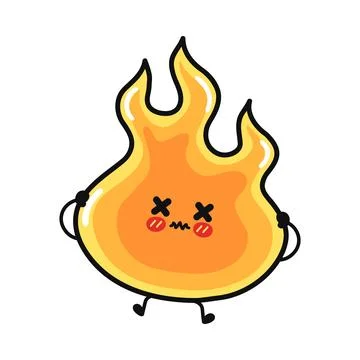 Dizzy cute flame character with crossed eyes Stock Illustration