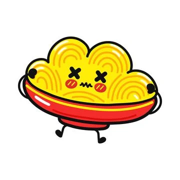 Dizzy cute plate of spaghetti character with crossed eyes 库存插图