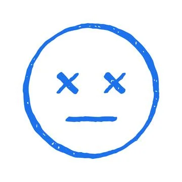 Dizzy Dead Face Emoticon Hand Drawn Doodle Vector Illustration For Comic Ex.. Stock Illustration
