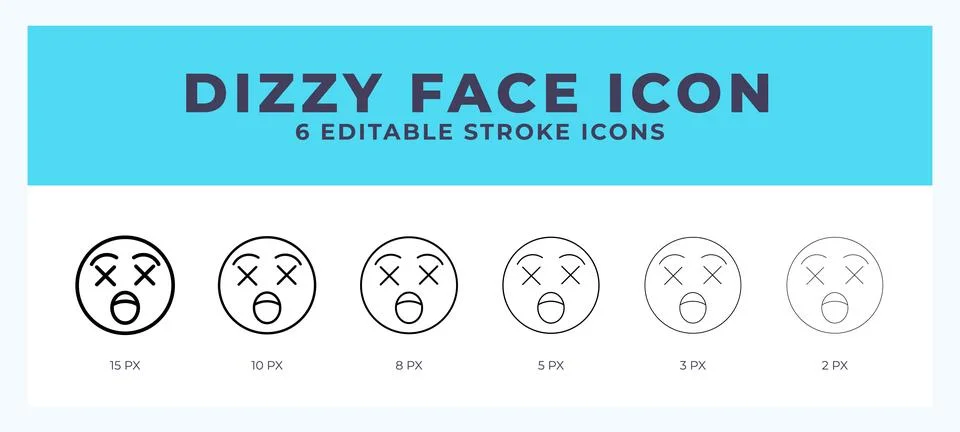 Dizzy face icon. Editable stroke line icon vector illustration. Stock Illustration