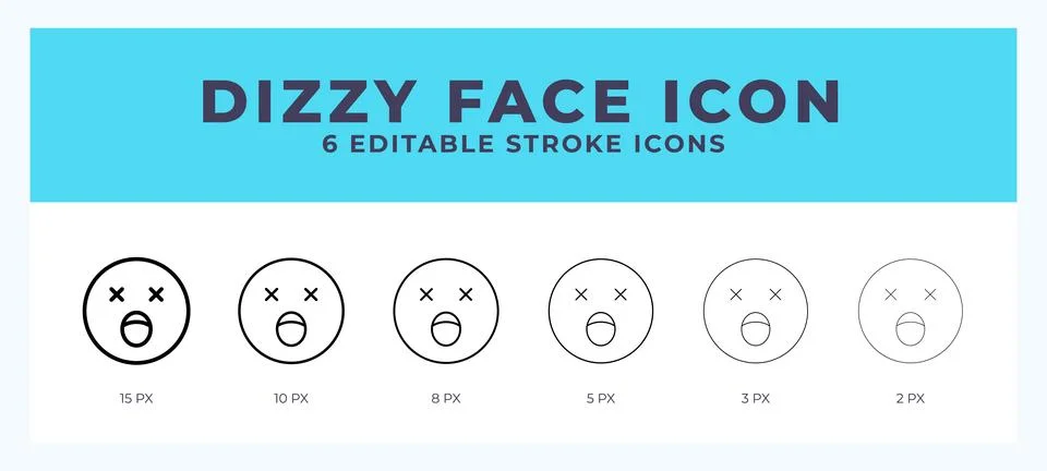 Dizzy face icon vector for web. And mobile app. Editable stroke outline icon. Stock Illustration
